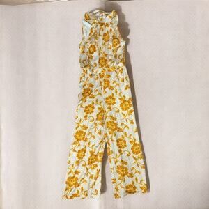 NEW Ann Taylor Satin Gold Floral Jumpsuit Halter Neck size 0